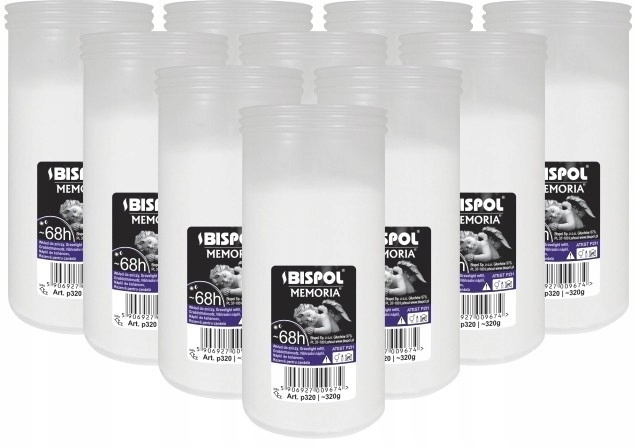 Parafínové náplne do svetlíkov BISPOL P320 68H, balenie 10 kusov